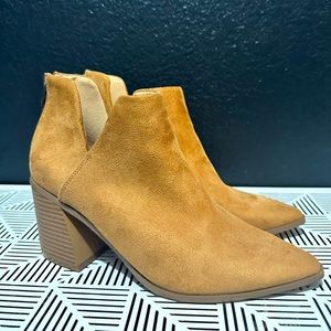 Camel Suede Chunky Heel Boot